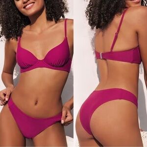 NWT Berry Red Low Rise Cheeky Sexy Bikini Set Size Small Bathing Suit